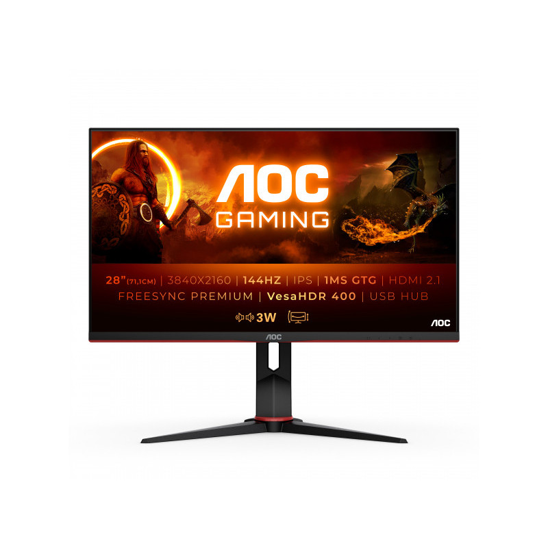 AOC 71.1cm (28) 1609 2xHDMI+2xDP+USB IPS Lift - U28G2XU2/BK 