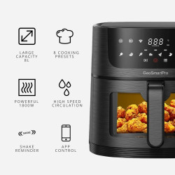 Friteuse intelligente GeoSmartPro - Grande capacité 8L, puissance 1800W