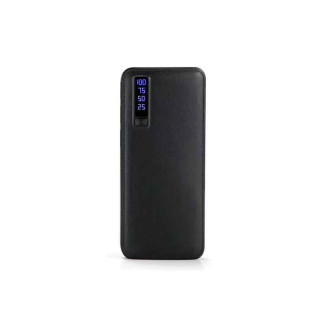 Batterie externe avec torche LED 12000mAh LEATHER DESIGN 3x USB (Noir)