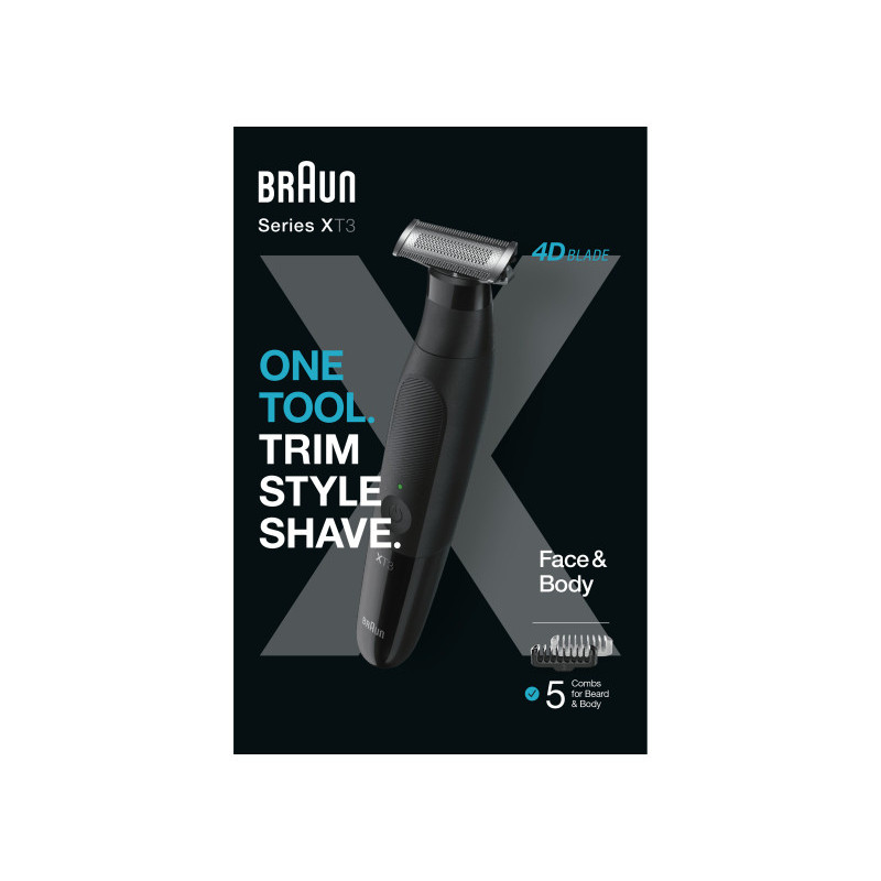 Braun Tondeuse Hybride Series XT3200 pour visage et corps Noir 206334 