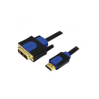 LogiLink HDMI Cable A/M to DVI/M 1080p bidirect Black/Blue 5m CHB3105 