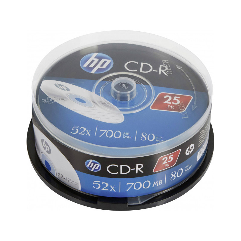 HP CD-R 80Min/700MB/52x Cakebox (25 Disc) - Silver Surface CRE00015