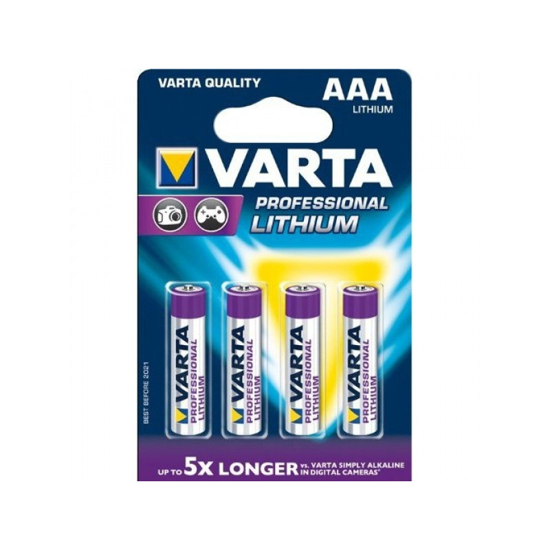 Varta Pack de 4 piles Professional Lithium Micro AAA FR03 1.5V Blister  06103 301 404