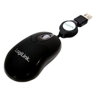 Souris optique LogiLink mini USB avec câble rétractable (ID0016) - Noir