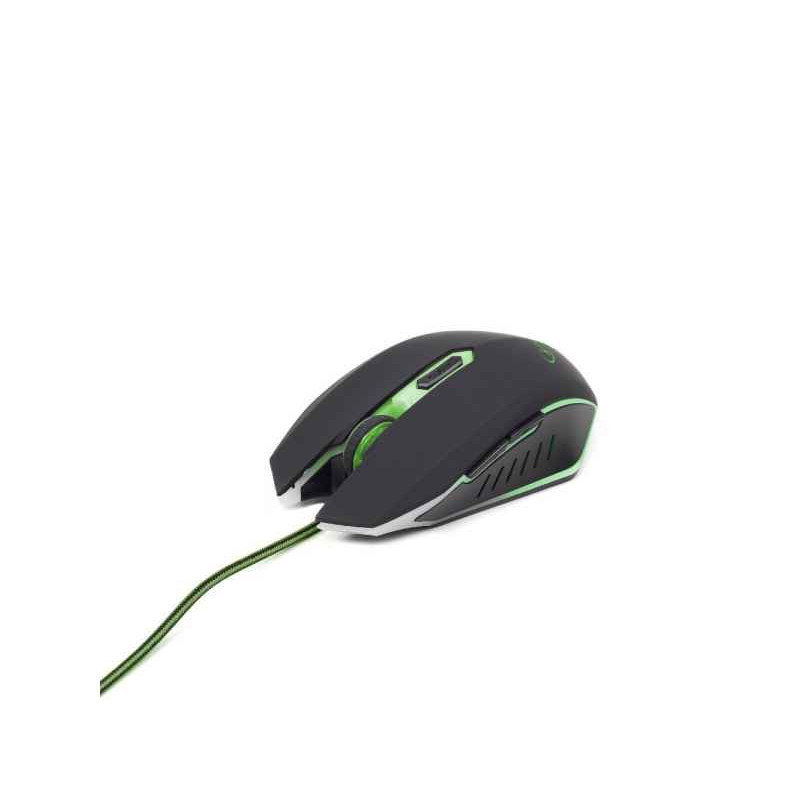 Gembird souris USB 2400 DPI Ambidextre Noir Vert MUSG-001-G