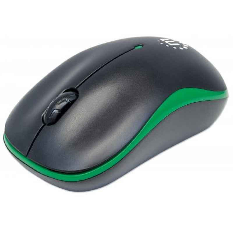 Manhattan 179393 souris RF sans fil Optique 1000 DPI Ambidextre Noir Vert