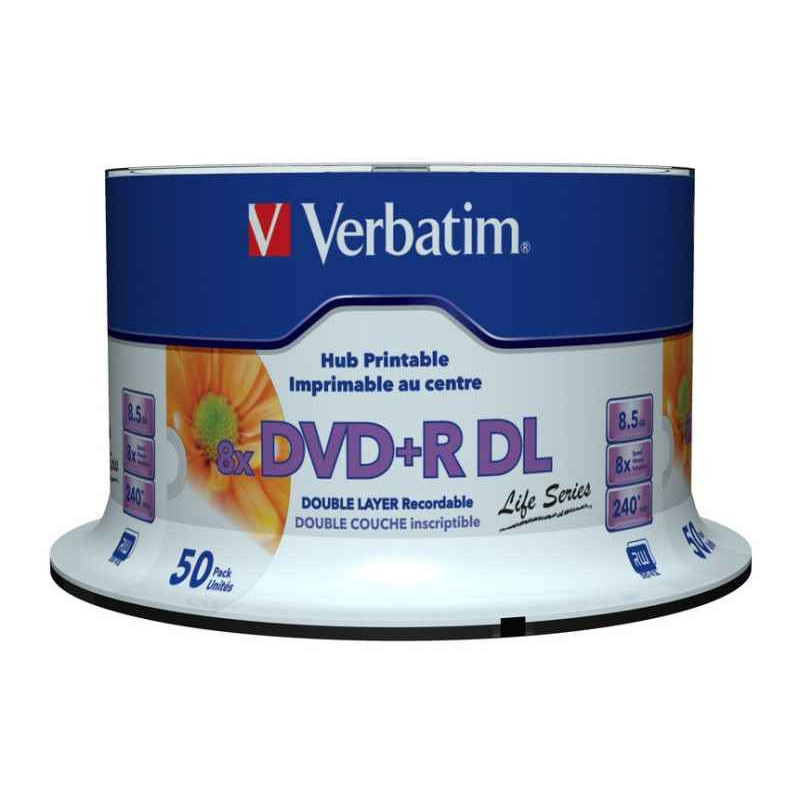 Verbatim DVD+R DL 8.5GB/240Min/8x Cakebox (50 Disc) 97693 