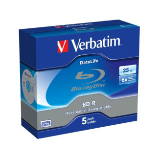 Verbatim BD-R 25GB/1-6x Jewelcase (5 Disc) DataLife White Blue Surface 