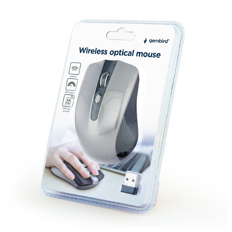 Gembird Souris optique sans fil. noir/gris d?espace - MUSW-4B-04-BG