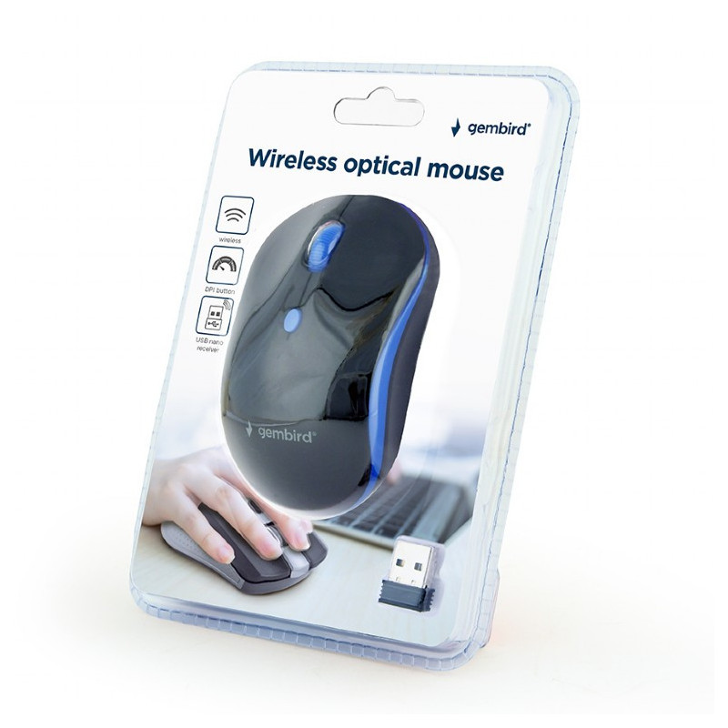 Gembird Souris optique sans fil. noir/bleu - MUSW-4B-03-B