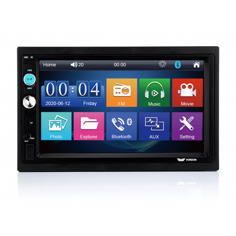 Vordon 7 Autoradio HT-877BT avec AUX/Bluetooth/Caméra de recul (Noir)