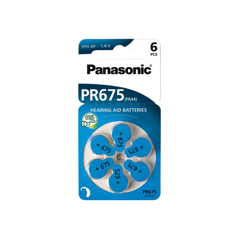 Panasonic Zinc Air 675 1.4V (pack de 6 piles) appareil auditif  PR-675/6LB 