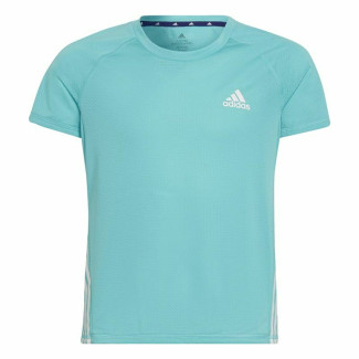 Kurzarm-T-Shirt für Kinder Adidas Aeroready Three Stripes Aquamarin