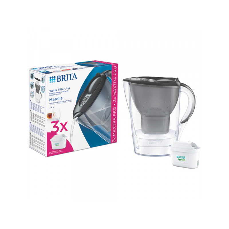 BRITA Marella carafe d´eau 2.4 litres Graphite + 3 filtres Maxtra Pro