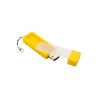 USB FlashDrive 4Go jaune avec compartiment pour notes 2 en 1