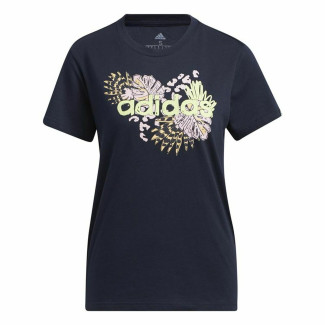 Damen Kurzarm-T-Shirt Adidas Farm Print Graphic Dunkelblau