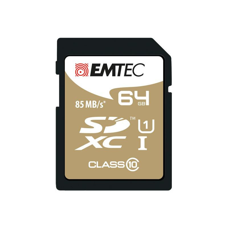 SDXC 64Go Emtec CL10 EliteGold UHS-I 85MB/s - Sous blister 