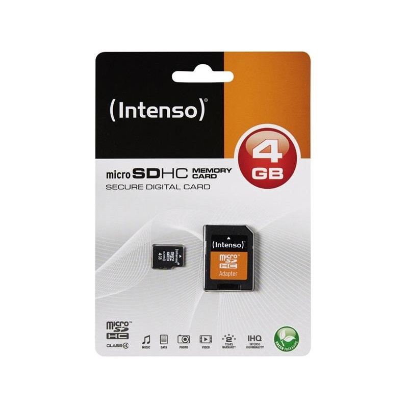 Intenso Memory Card MicroSDHC 4GB + Adapter CL 4 (3403450)