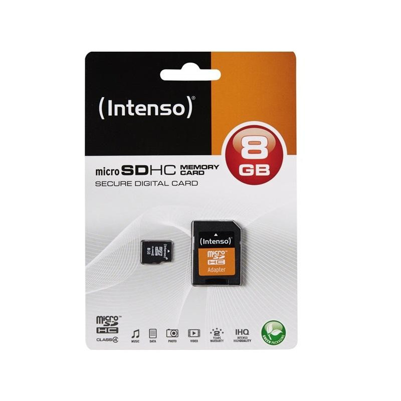 Intenso Memory Card microSDHC 8GB + Adapter CL 4 (3403460)