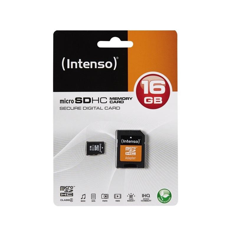 Intenso Memory Card microSDHC 16GB + Adapter CL 4 (3403470)