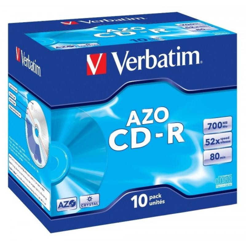 Pack de 10 CD-R 80 Verbatim 52x DLP AZO Jewel Case 43327 Pack de 10 CD-R 80 Verbatim 52x DLP AZO Jewel Case 43327