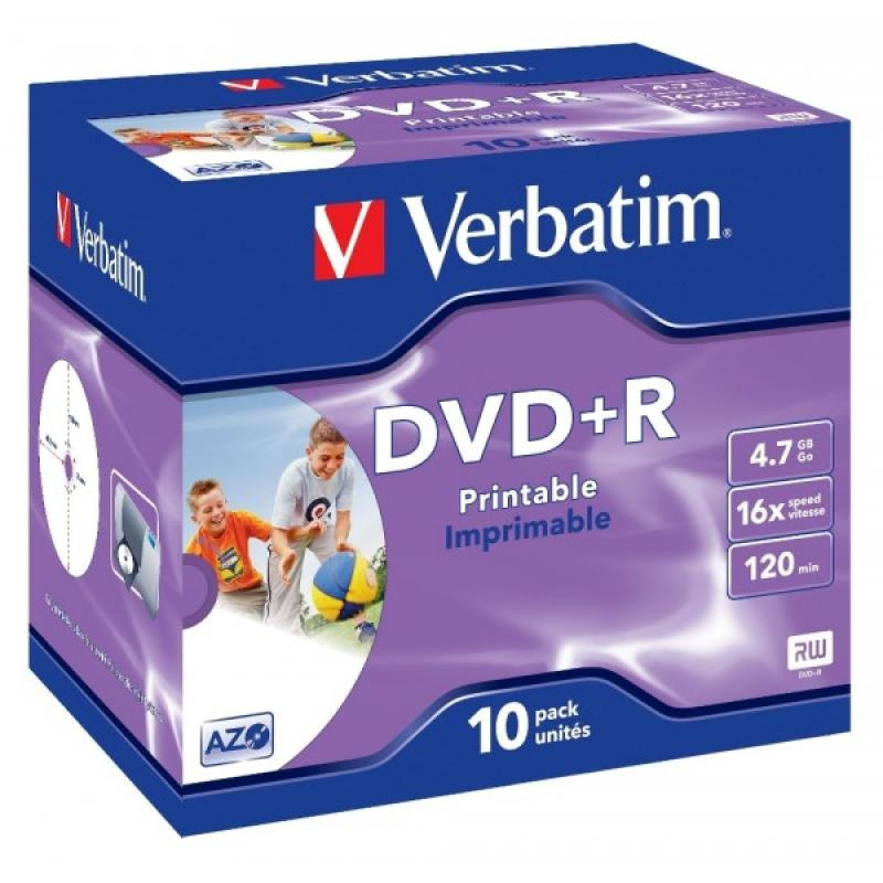 DVD+R 4.7GB Verbatim 16x Inkjet white Full Surface 10er Jewel Case 43508 DVD+R 4.7GB Verbatim 16x Inkjet white Full Surface 10er Jewel Case 43508