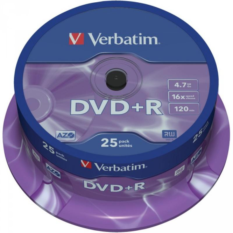 DVD+R 4.7GB Verbatim 16x 25er Cakebox 43500 DVD+R 4.7GB Verbatim 16x 25er Cakebox 43500