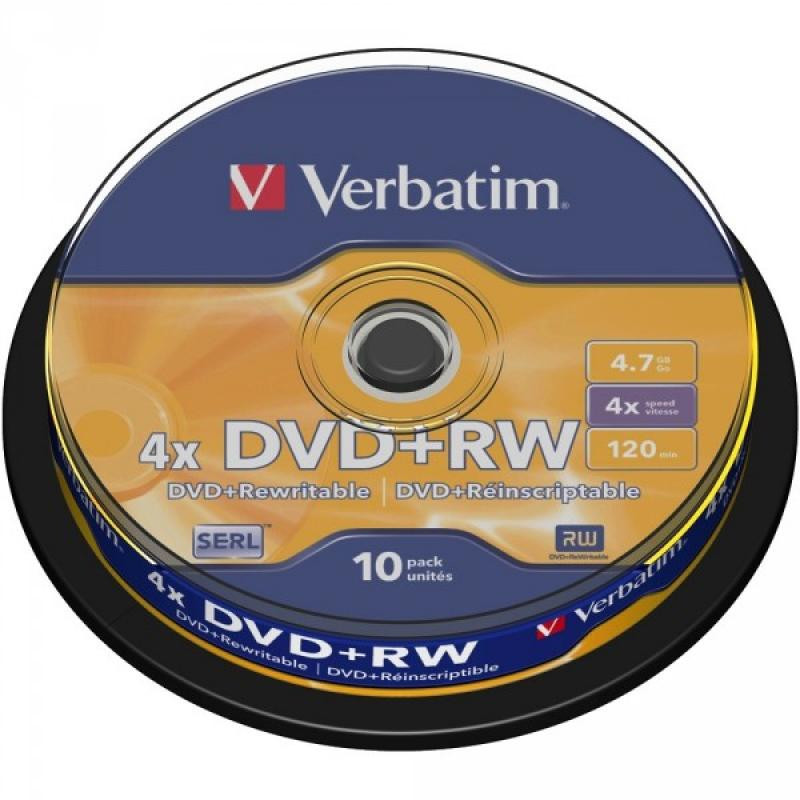 Pack de 10 DVD+RW 4.7GB Verbatim 4x Cakebox 43488 Pack de 10 DVD+RW 4.7GB Verbatim 4x Cakebox 43488