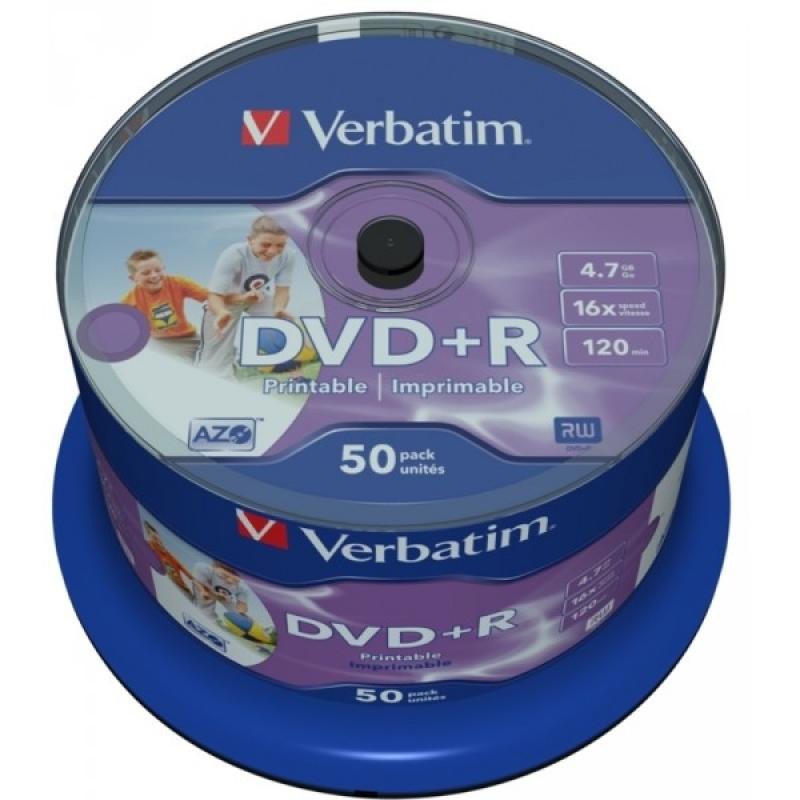 DVD+R 4.7GB Verbatim 16x Inkjet white Full Surface 50er Cakebox 43512 DVD+R 4.7GB Verbatim 16x Inkjet white Full Surface 50er Cakebox 43512