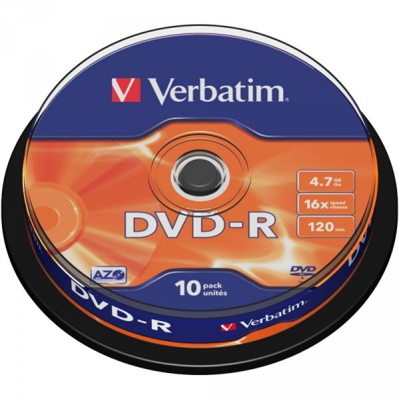 Pack de 10 DVD-R 4.7GB Verbatim 16x Cakebox 43523 Pack de 10 DVD-R 4.7GB Verbatim 16x Cakebox 43523