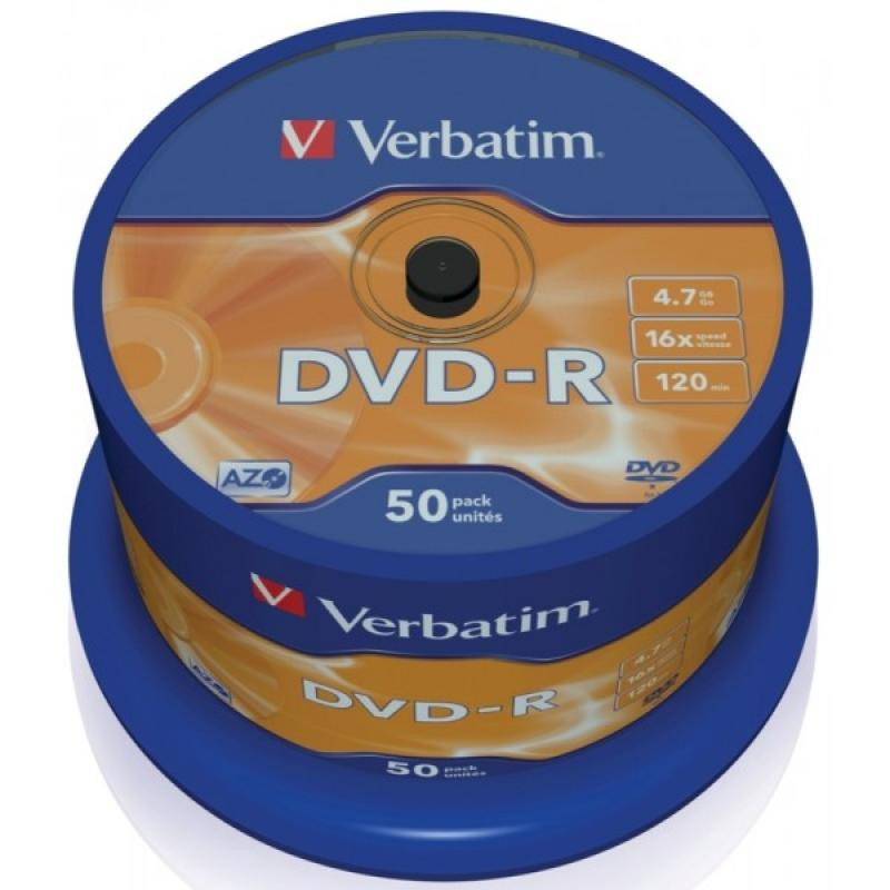 Pack de 50 DVD-R 4.7GB Verbatim 16x Cakebox 43548 Pack de 50 DVD-R 4.7GB Verbatim 16x Cakebox 43548