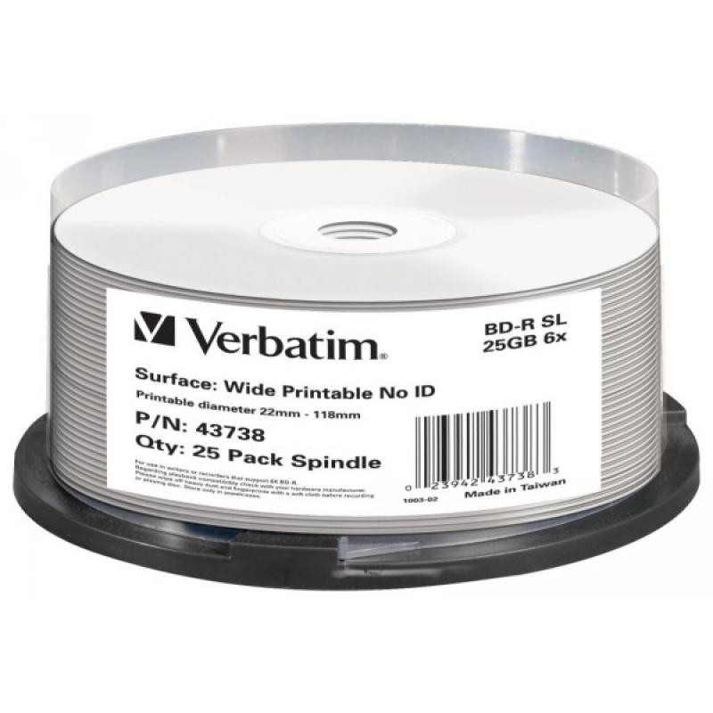 BD-R 25GB Verbatim 6x Inkjet white 25er Cakebox 43738 BD-R 25GB Verbatim 6x Inkjet white 25er Cakebox 43738
