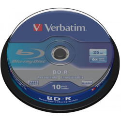 Pack de 10 BD-R 25GB Verbatim 6x 43742 Cakebox