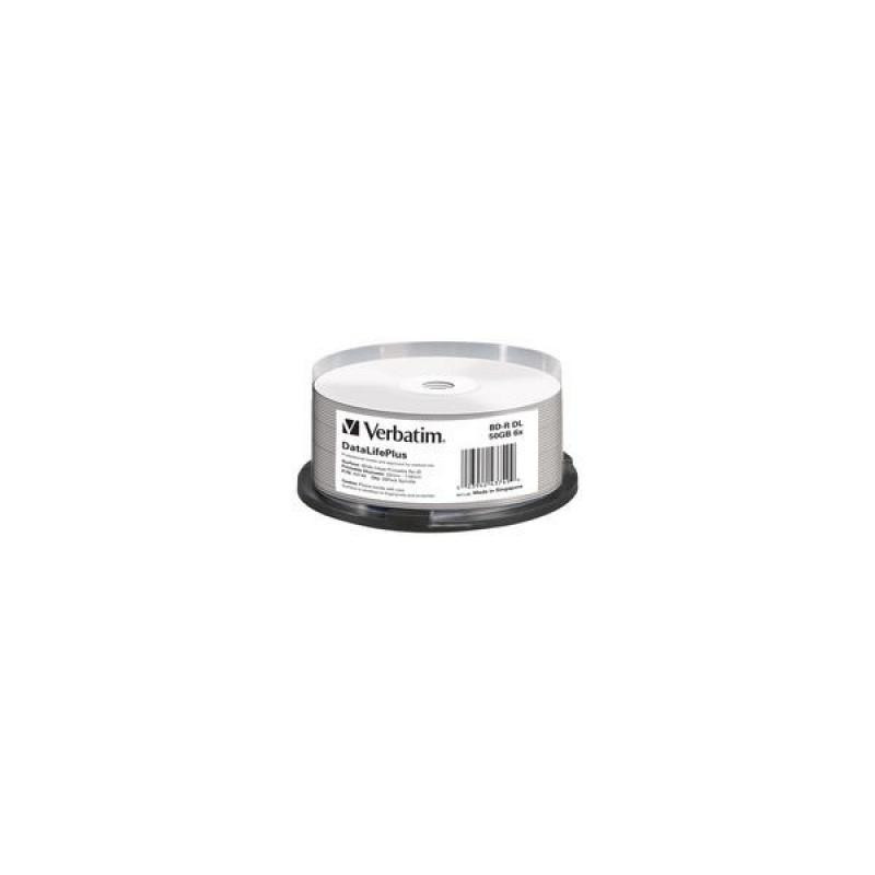 BD-R 50GB Verbatim 6x Inkjet white Full Surface 25er Cakebox 43749
