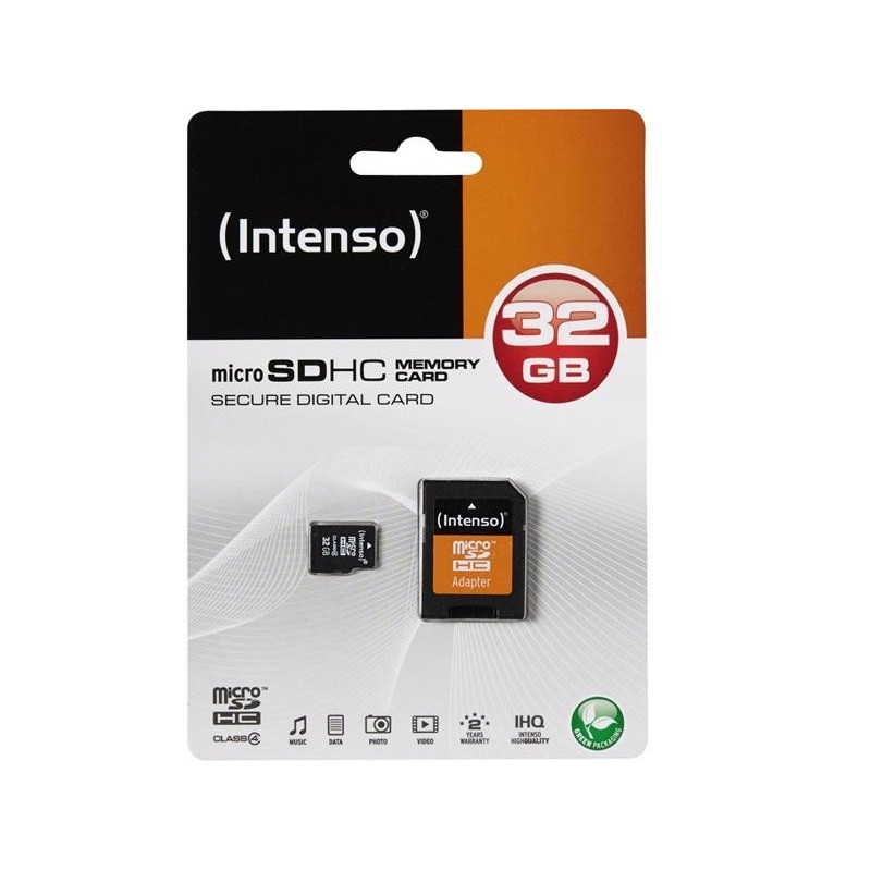 Intenso memory card microSDHC 32GB + adapter CL 4 (3403480)