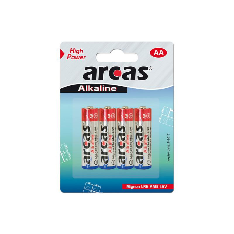 Alcaline Pack de 4 piles Mignon AA Arcas Alcaline Pack de 4 piles Mignon AA Arcas