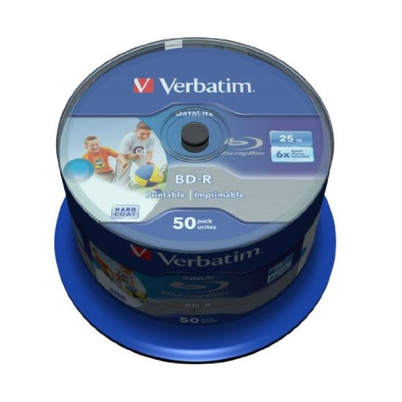 Pack de 50 BD-R 25GB Verbatim 6x DATALIFE Inkjet blanc HTL Cakebox 43812 Pack de 50 BD-R 25GB Verbatim 6x DATALIFE Inkjet blanc HTL Cakebox 43812