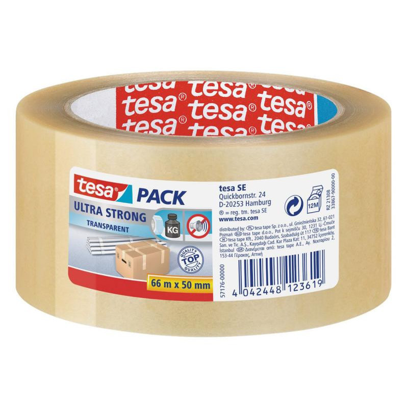 Tesa Klebeband Ultra Strong PVC 50mm/66 Meter (57176 Transparent) Tesa Klebeband Ultra Strong PVC 50mm/66 Meter (57176 Transparent)