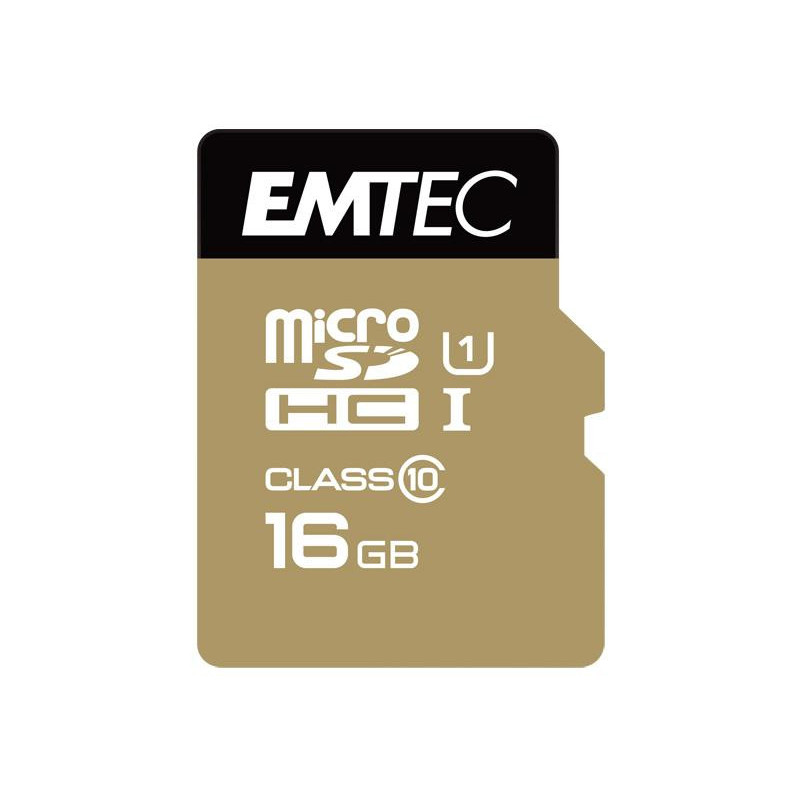 Emtec memory card microSDHC 16GB UHS1 U1 EliteGold + adapter CL 10 Emtec memory card microSDHC 16GB UHS1 U1 EliteGold + adapter CL 10