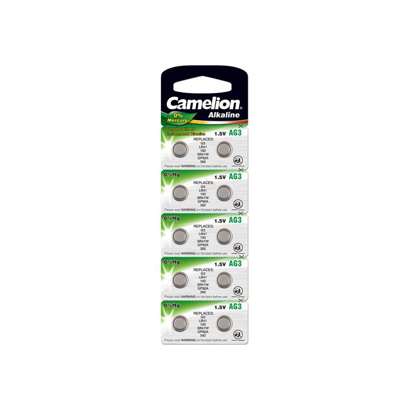Pack de 10 piles Camelion Alcaline AG3 0% Mercury/Hg