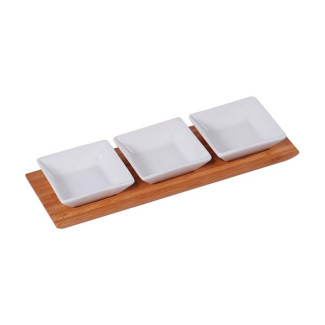 MK Bamboo MÜNCHEN - Set coupelles apéritif sur plateau (4 pièces)