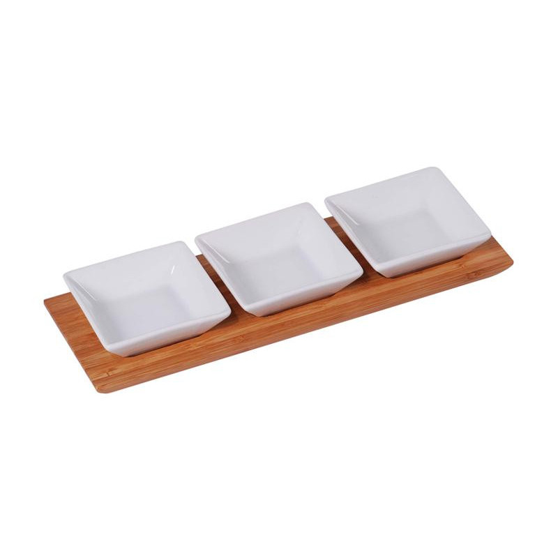 MK Bamboo MÜNCHEN - Set coupelles apéritif sur plateau (4 pièces)