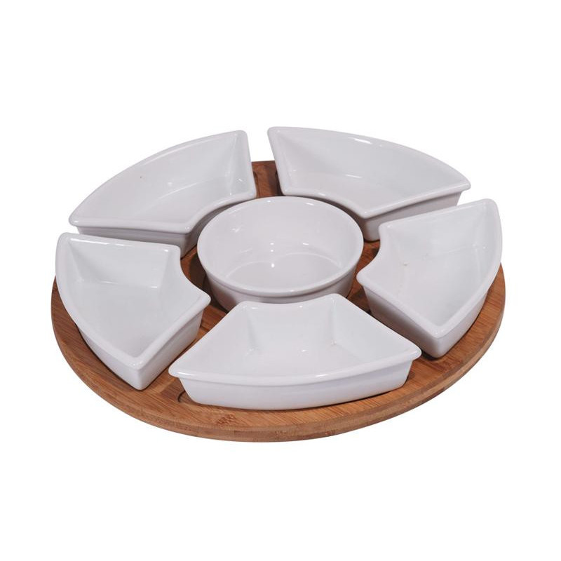 MK Bamboo FRANKFURT - Set coupelles apéritif sur plateau (7 pièces)