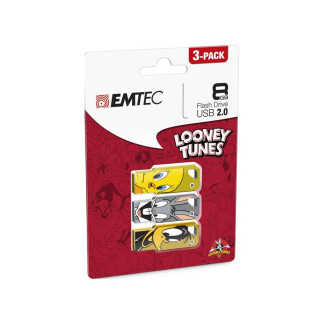 EMTEC Pack de 3 clés USB 8Go Looney Tunes LT01