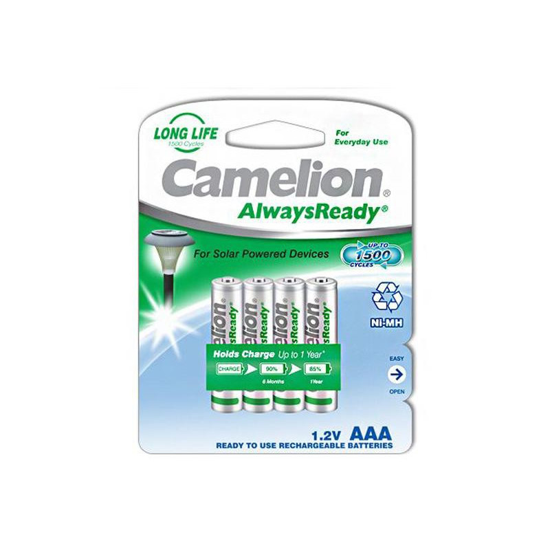 Pack de 4 piles rechargeables Camelion AlwaysReady Micro AAA 600mA