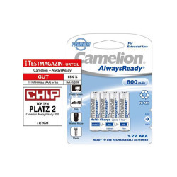 Camelion Pack de 4 piles rechargeables Always Ready Micro AAA 800mAh