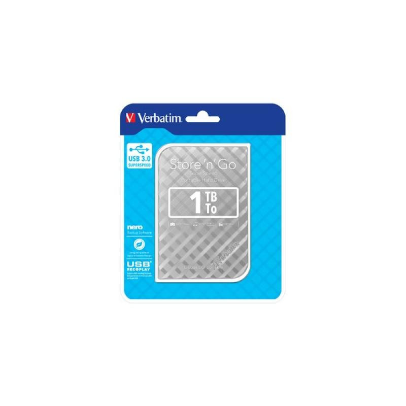 HDD 6.35cm (2.5) USB3 1To Verbatim Store n Go GEN2 Argenté 53197 HDD 6.35cm (2.5) USB3 1To Verbatim Store n Go GEN2 Argenté 53197