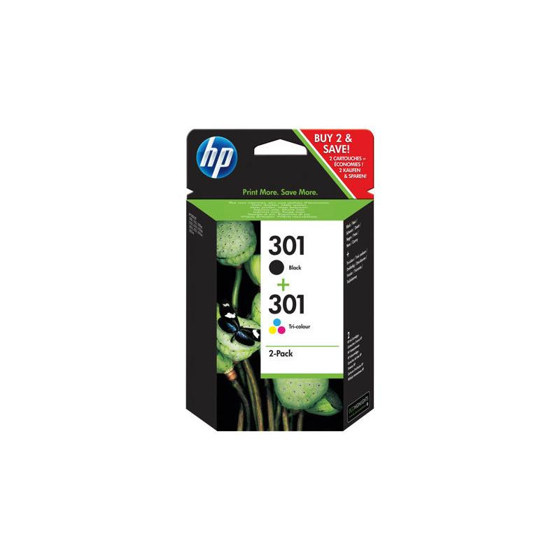 Pack de 2 cartouches d\'encre HP - 301 - CMYK N9J72AE Pack de 2 cartouches d\'encre HP - 301 - CMYK N9J72AE