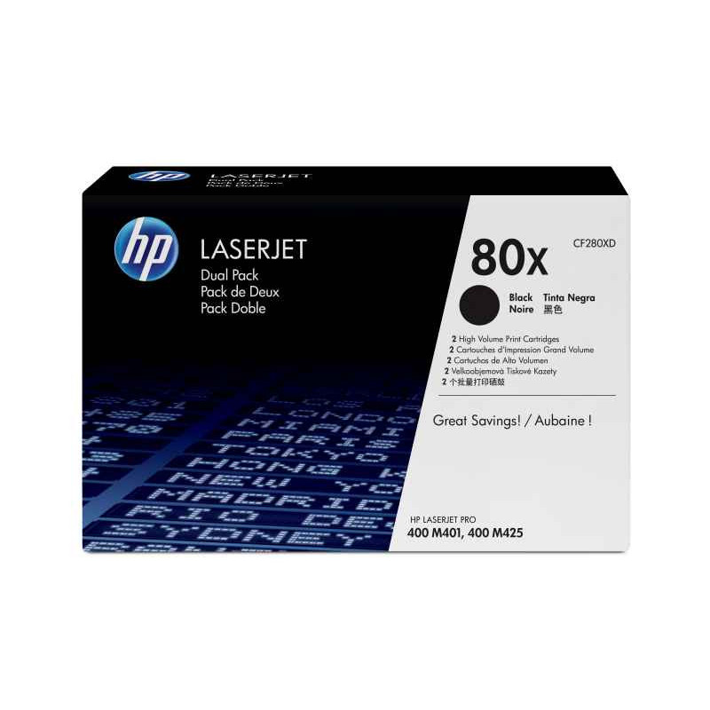 HP 80X Cartouche laser 13800 pages Noir CF280XD HP 80X Cartouche laser 13800 pages Noir CF280XD