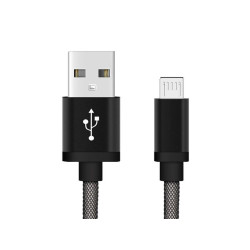 Reekin Chargeur USB micro (Android) - 1.0 mètre (Noir-Filet de poisson)